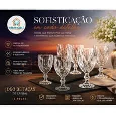 Jogo De Taças De Vidro Diamond Cristal 340ml 6/12/18 Peças Cristal Vidro Elegante Sofisticado