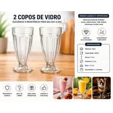Conjuto 2/4/6 taças vidro 310ml Milkshake Sorveteria Restaurante Vitamina