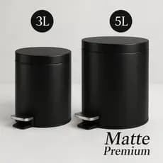 Lixeira Matte Premium com Pedal 3L ou 5L – Preta, Cinza ou Branca | Balde Removível Powermaid