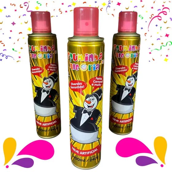 ESPUMINHA DE CARNAVAL DA ALEGRIA NEVE ESPUMA ARTIFICIAL BRANCA 400ML/240G  DALEGRIA