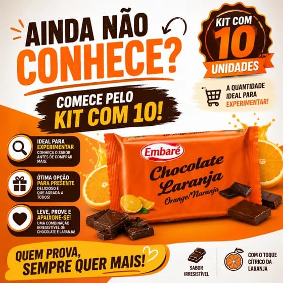 Caramelo Chocolate Laranja 10 Unidades - Embaré