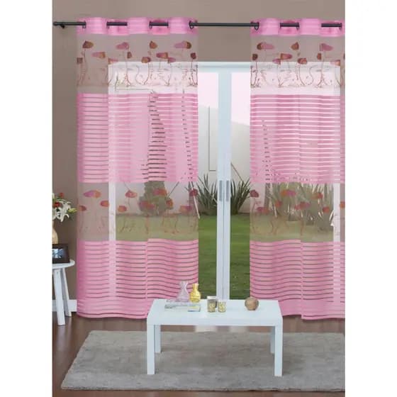 Mundo Lar - Cortina Jacquard Rosa 270x200 cm