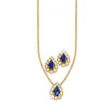 Larc - Conjunto de Brincos e Gargantilha Poder Folheados a ouro com strass e zircônia