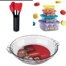 Kit Cozinha - Com 4 Potes + Kit 6 Utensílios + Forma 600ml Marinex