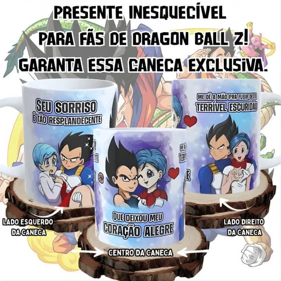Caneca Dragon Ball Z Presente Namorado|Namorada|Presente criativo| Natal| Ano novo| Geek|  Goku| Vegeta|Buma|
