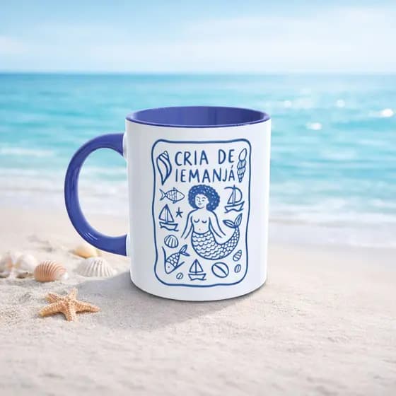 Caneca Cria de Iemanjá Personalizada com Nome | Caneca 325ml Tema Iemanjá Presente Religioso Umbanda Candomblé