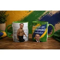 Caneca Bolsonaro "Nadando em Lágrimas de Petistas" | Caneca Meme Política | Porcelana 350ml