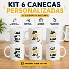 Kit 6 Canecas Personalizadas Foto|Logo|Arte|Nome|Presente Criativo para Empresa| Natal| Aniversário