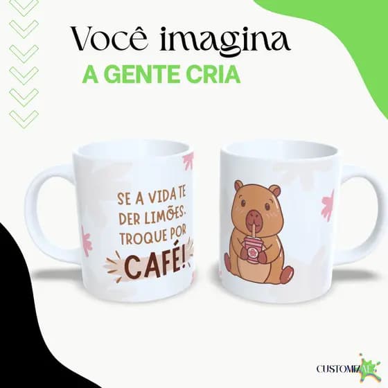 Caneca Personalizada Capivara Temas Variados - Fitness - HomeOffice - Café - Malhar - Academia - Meme