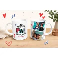Caneca Dia dos Pais Personalizada com Foto|Presente Criativo Dia dos Pais| Porcelana  325ml|Melhor Pai do Mundo|Pai