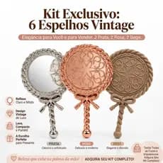 Kit 6 Mini Espelho De Mão Laço Princesa Maquiagem Bolsa Compacto Lembrança