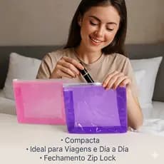 Kit 6 Necessaire Transparente Neon Pequena Organização Viagem