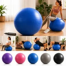 Bola Pilates Yoga 65cm Antiestouro + Bomba Academia Treino Funcional Fisioterapia PVC Profissional