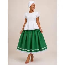 Saia Verde  de Oxford /3mt de roda/Umbanda Candomblé/ Caboclo afro religiosa Axé