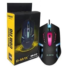 Mouse Gamer Usb Led Rgb 3200 Dpi B-max - Bm612 Óptico Cor Pr Preto Mouse Gamer Usb Led Rgb 3200 Dpi B-max - Bm612 Óptico
