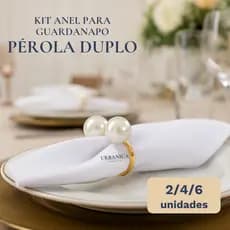 Kit Anel para Guardanapo 2|4|6 unidades Pérola Duplo Grande 4cm x 3cm Mesa Posta Elegante