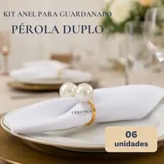 Kit 6 peças Anel Para Guardanapo Pérola Duplo Grande 4cm x 3cm Mesa Posta