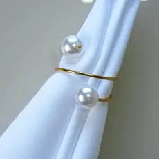 Kit Anel para Guardanapo 2|4|6 PEÇAS Dupla Volta Pérola 4,5cm x 4,5cm Argola