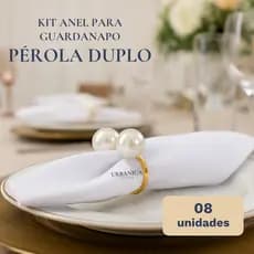 Kit 8 peças Anel Para Guardanapo Pérola Duplo Grande 4cm x 3cm Argola Mesa Posta Elegante