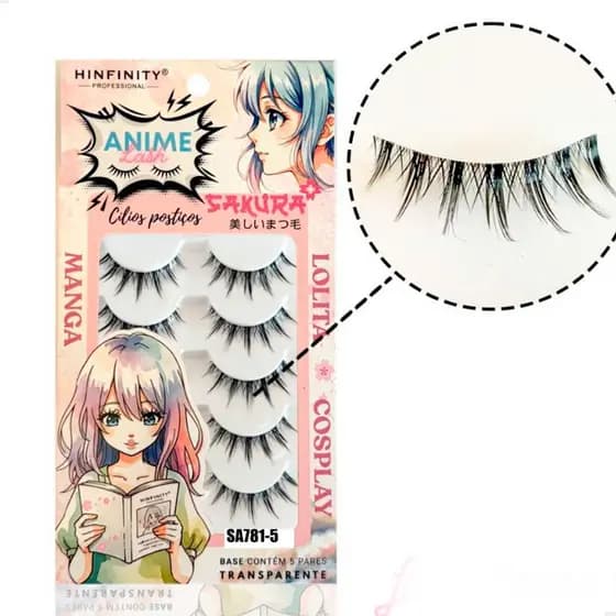 Cílio Efeito De Boneca 5 Pares Delicado Cílios Postiço Cosplay / Anime Mangá Profissional