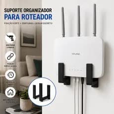 Suporte para Roteador e Modem Parede Sem Furo com Fita 3M Universal Organizador WiFi Adesivo