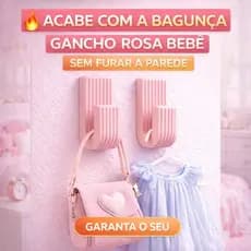 Gancho Rosa Bebê Sem Furo Organizador Parede Quarto Infantil Menina Suporte Adesivo Forte