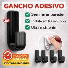 Gancho Adesivo Multiuso Parede Sem Furar Fita Dupla Face Suporte Toalha Bolsa Chaves Cozinha Banheiro Kit Preto