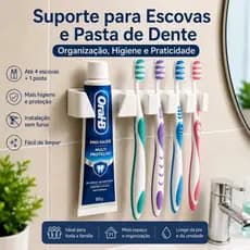 Suporte Para Escovas E Pasta De Dente Adesivo Organizador Banheiro Preto Branco