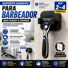 Suporte Adesivo Para Barbeador Kit 2 Ou 4 Unidades Organizador De Banheiro Sem Furar Parede