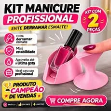 Suporte Esmalte Inclinado + Apoio Dedo Kit Manicure Profissional 2 Peças Estabilidade Não Derrama