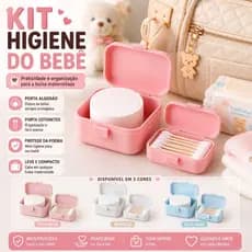 Kit Higiene Bebê Porta Algodão E Porta Cotonete Bolsa Maternidade Rosa Azul Branco