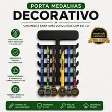 Porta Medalhas Decorativo de Parede Adesivo | Suporte para 10 Medalhas | Organizador Minimalista Preto Branco Rosa