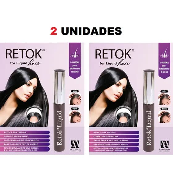 Kit 2 Retok Liquido para Cabelo e Barba Castanho Escuro Anaconda 8ml