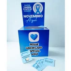 CAIXA NOVEMBRO AZUL Caixa +72 tags motivacionais NOVEMBRO AZUL nao acompanha bala/Caixa desmontada