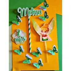 Topo + Tags Sininho - Topo de Bolo + Tags para Doces | Tema Infantil Kit personalizado