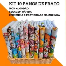 Kit 10 Panos De Prato Pé De Galinha Estampado Legítimo 100% Algodão Grosso Grande 69x40 Premium