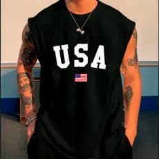 Camisa Regata Masculina USA Oversized Larga Camiseta Moda Masculina