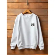Moletom Gola Redonda Unissex Blusa De Frio Basico Careca Casaco Feminino Masculino Flanelado Time Santos Algodão