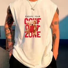 Camiseta Regata Masculina Urso Oversized Larga Moda Masculina