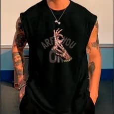 Regata Masculina Are You Ok Oversized Larga Camiseta Moda Masculina