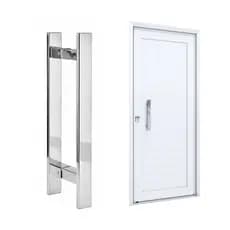 Puxador duplo inox barra chata 40cm para portas