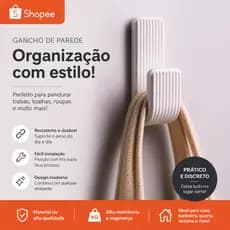 Gancho suporte resistente com fita dupla face para parede