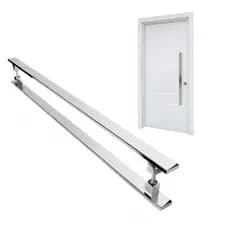 Puxador duplo inox barra chata 60cm para portas