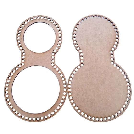 Placa Base Cuia Termica Mateira 33cm x 20cm Fio de Malha Croche MDF Madeira Cru 2 Pçs Fundo e Tampo