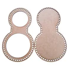 Placa Base Cuia Termica Mateira 33cm x 20cm Fio de Malha Croche MDF Madeira Cru 2 Pçs Fundo e Tampo