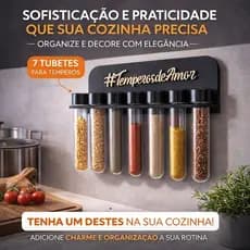 Porta Temperos Organizador de Parede MDF com 7 Tubetes Suporte Suspenso Moderno Decorativo Wa