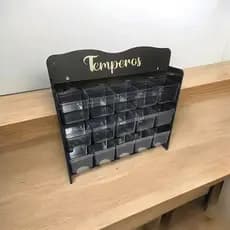 Porta Temperos Condimentos Com 15 Caixinhas de Acrilico em MDF Cozinha Bancada Parede wa5