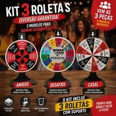 Kit de 3 Roletas de Shot para Festas, Baladas, Diversão, Bebidas, Casal Combo com os 3 Modelos