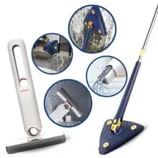 Kit Mini Mop Limpeza Cozinha + Mop Esfregão Triangular 360º com Refil