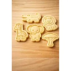Kit 5 cortadores de biscoito, cookies, pasta americana e massinha infantil, tema Safari/savana